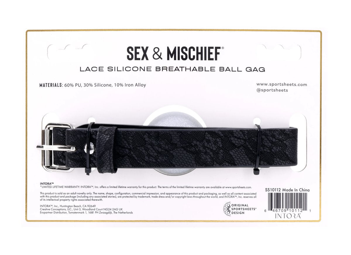 Lace Silicone Breathable Ball Gag - Black