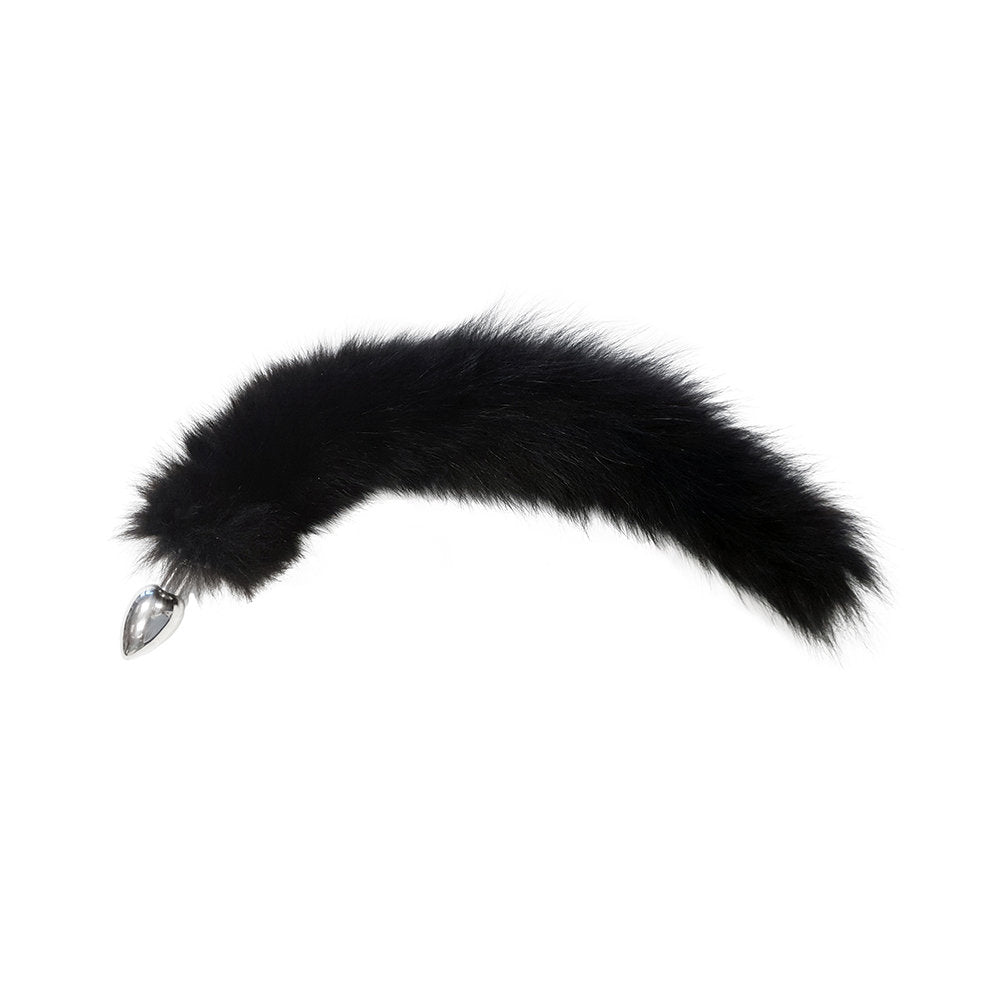 Removable Medium Stainless Steel Butt Plug Tail With Real Fur - Anal