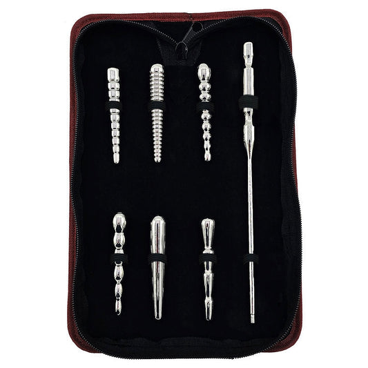 Stainless Steel Penis Plug Set with Handle - Fetish