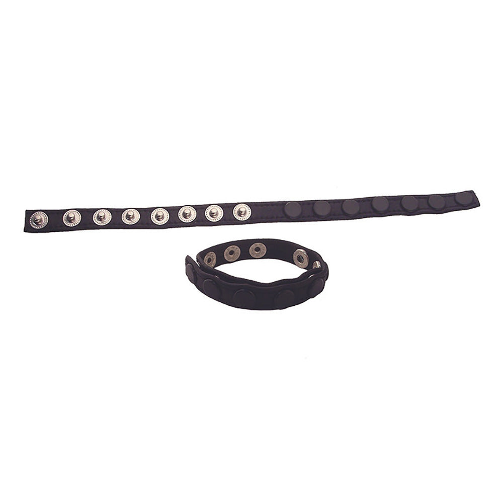 Leather Single Multi Snap Cock Strap / Silver Snap Buttons - Cock & Balls