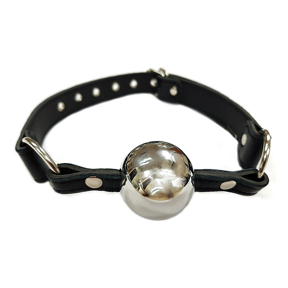 Ball Gag with Hollow Stainless Steel Ball - Black - Bondage