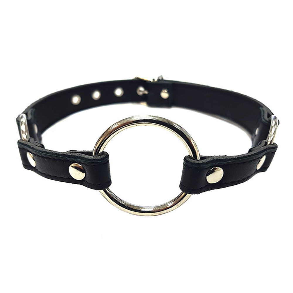 Leather O-Ring Gag - Black - Bondage