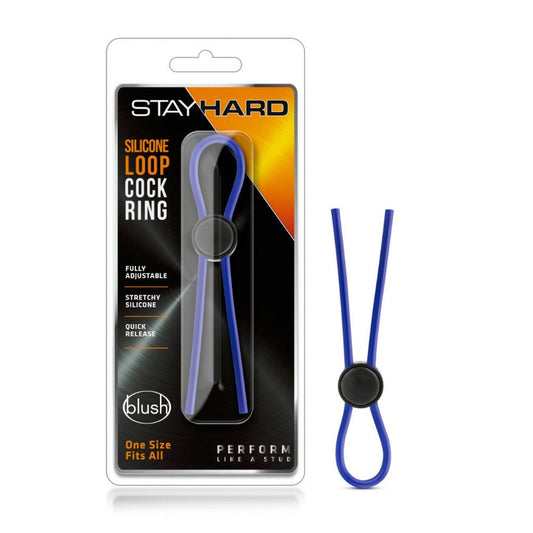 Stay Hard Silicone Loop Cock Ring - Blue - Cock & Balls