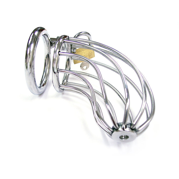 Stainless Steel Chasity Cock Cage with Padlock - Cock & Balls