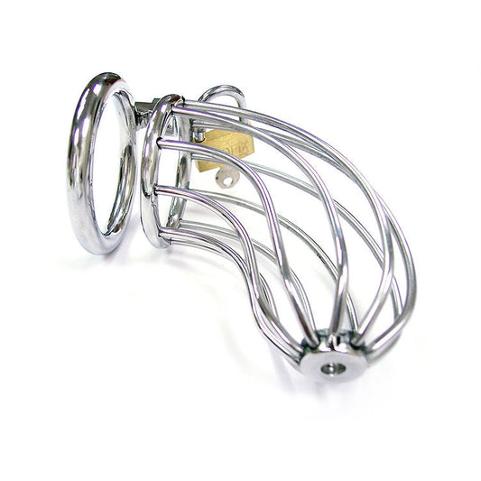 Stainless Steel Chasity Cock Cage with Padlock - Cock & Balls