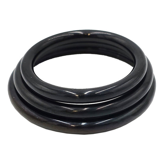 Stainless Steel 3 Piece Cock Ring Set (45/50/55mm) - Black - Cock & Balls