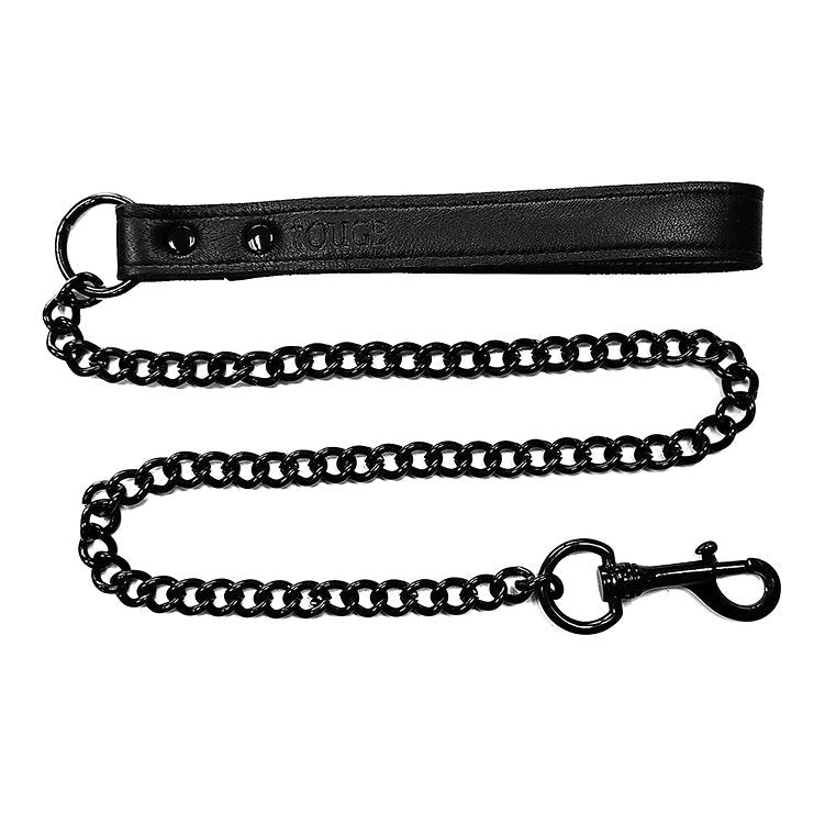 Leather Lead - Black with Black - Bondage
