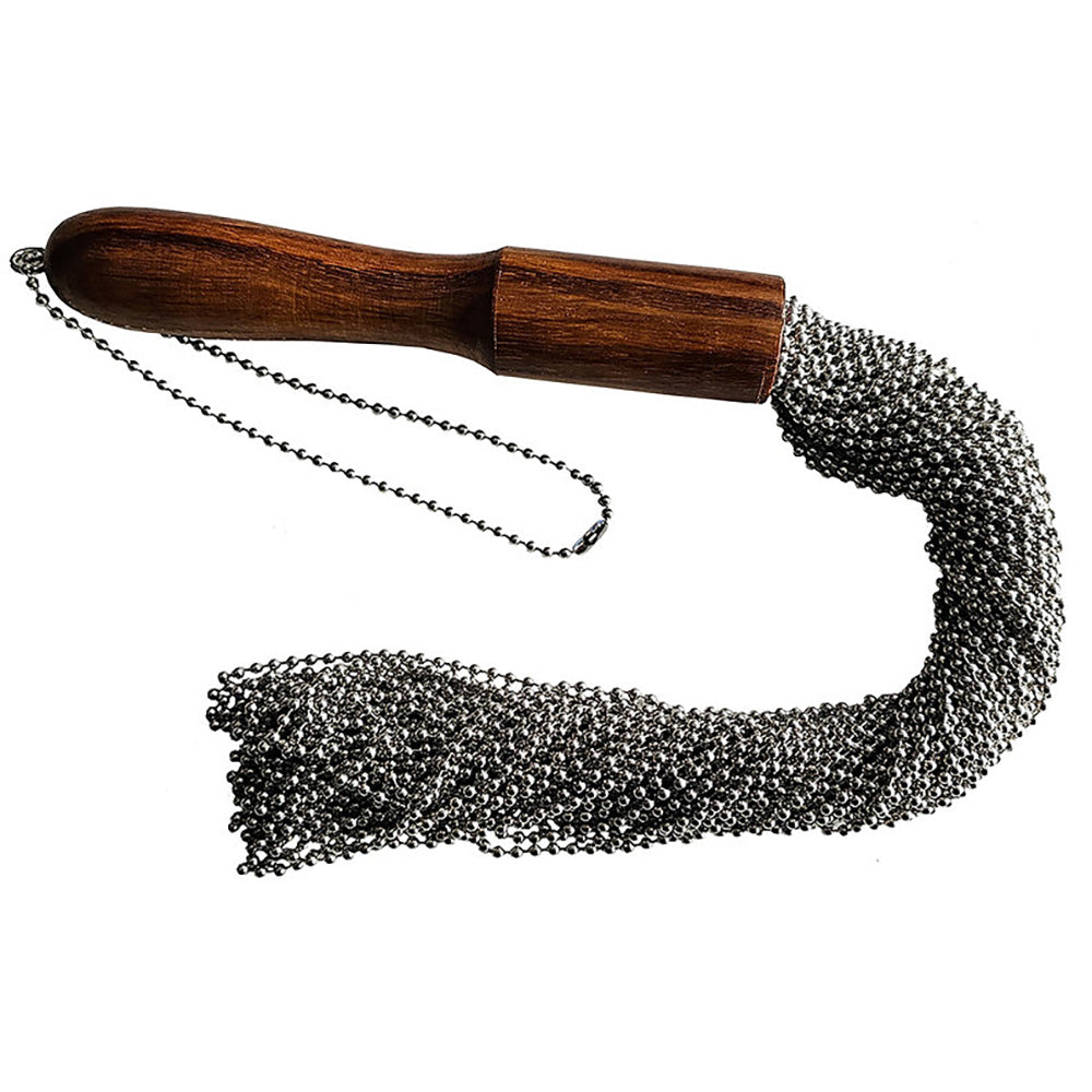 Beaded Metal Flogger with Wooden Handle - Whip/Flogger/Paddle
