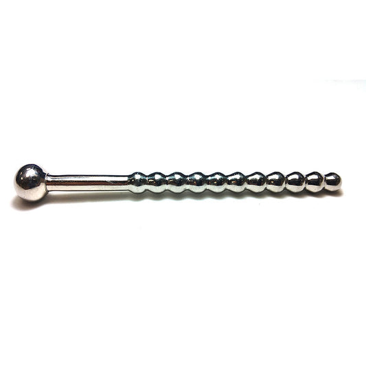 Satinless Steel Beaded Hollow Urethral Sound with Stopper - Fetish