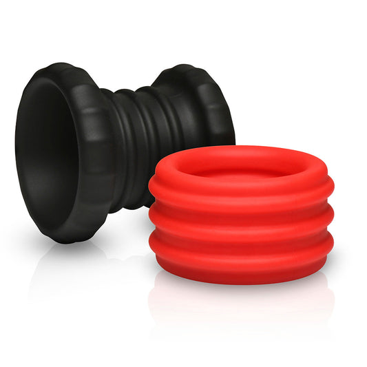 2-in-1 Silicone Cock Ring - Red - Cock & Balls