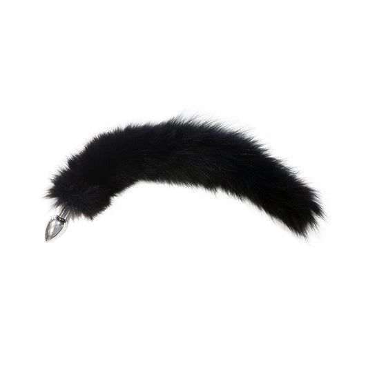 Removable Medium Stainless Steel  Butt Plug Tail With Real Fur - Anal