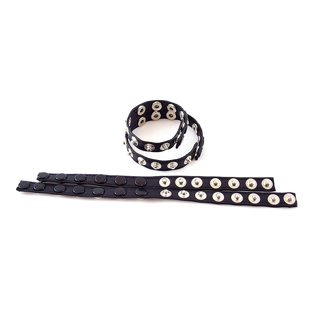 Leather Double Multi Snap Cock Strap / Silver Snap Buttons - Cock & Balls