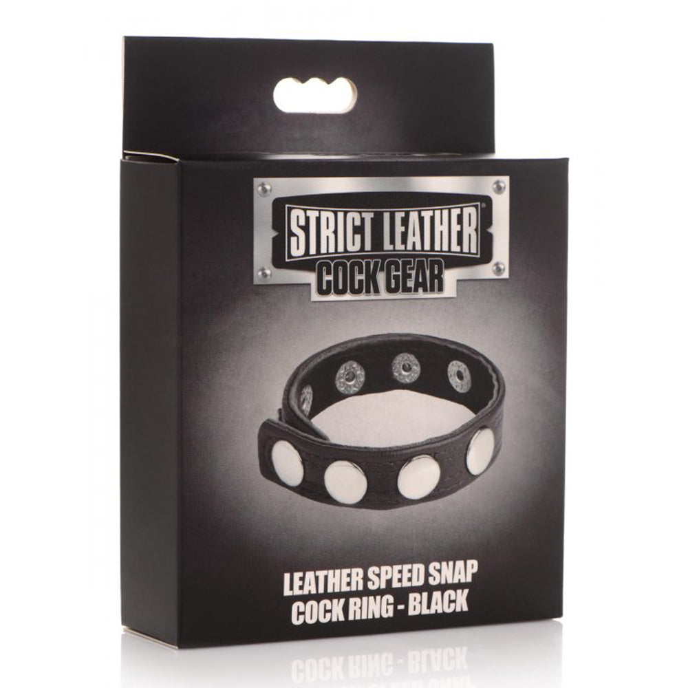 Leather Speed Snap Cock Ring - Black - Cock & Balls