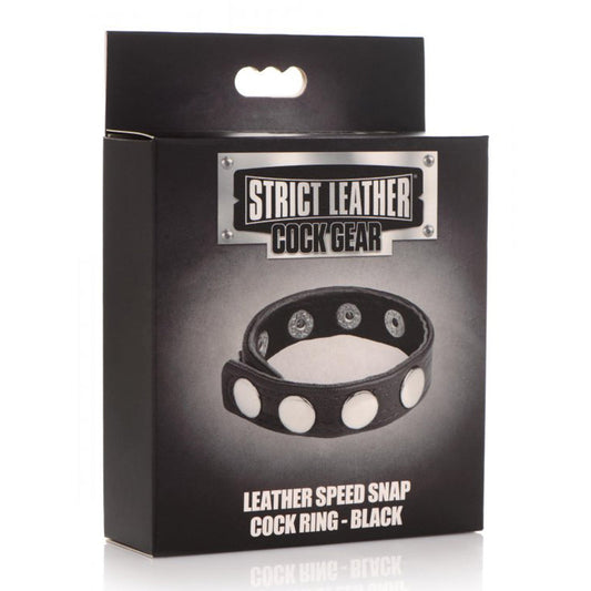 Leather Speed Snap Cock Ring - Black - Cock & Balls