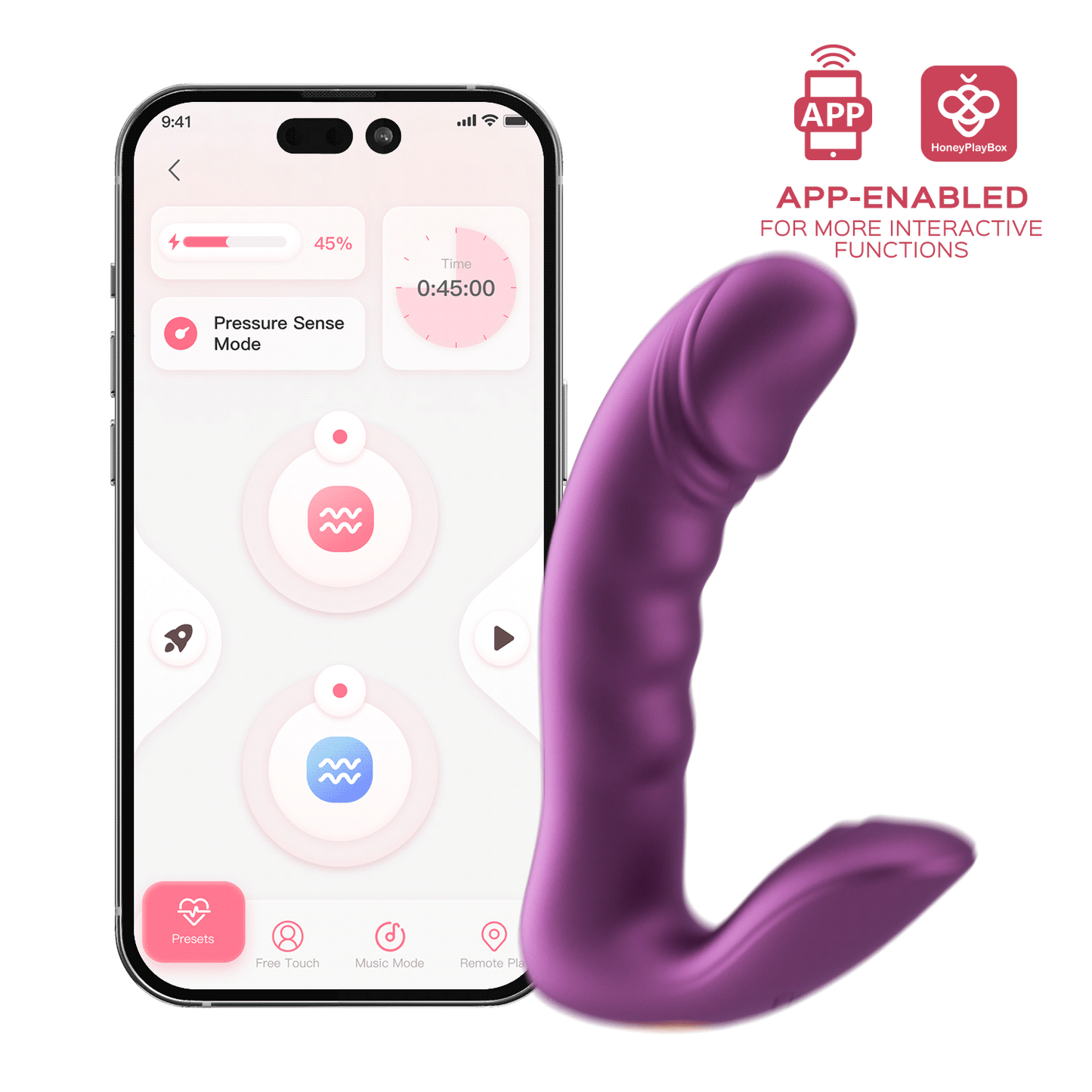 Rora2 App-Enabled Pressure Sensing Vibe - App Controlled Toys
