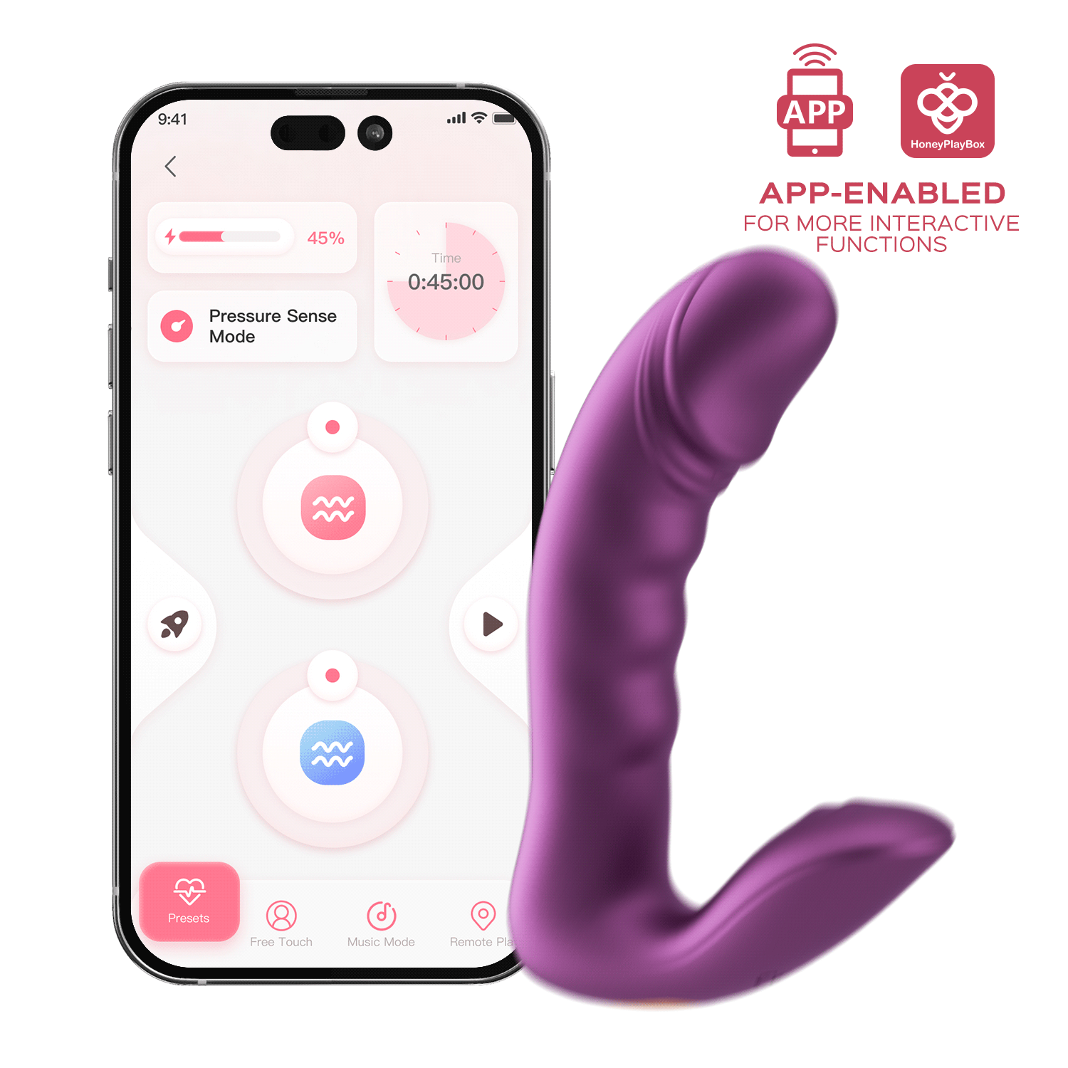 Rora2 App-Enabled Pressure Sensing Vibe - App Controlled Toys