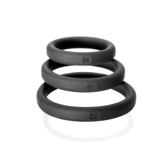 Xact-Fit Silic Rings #14, #17, #20 Black - Cock & Balls