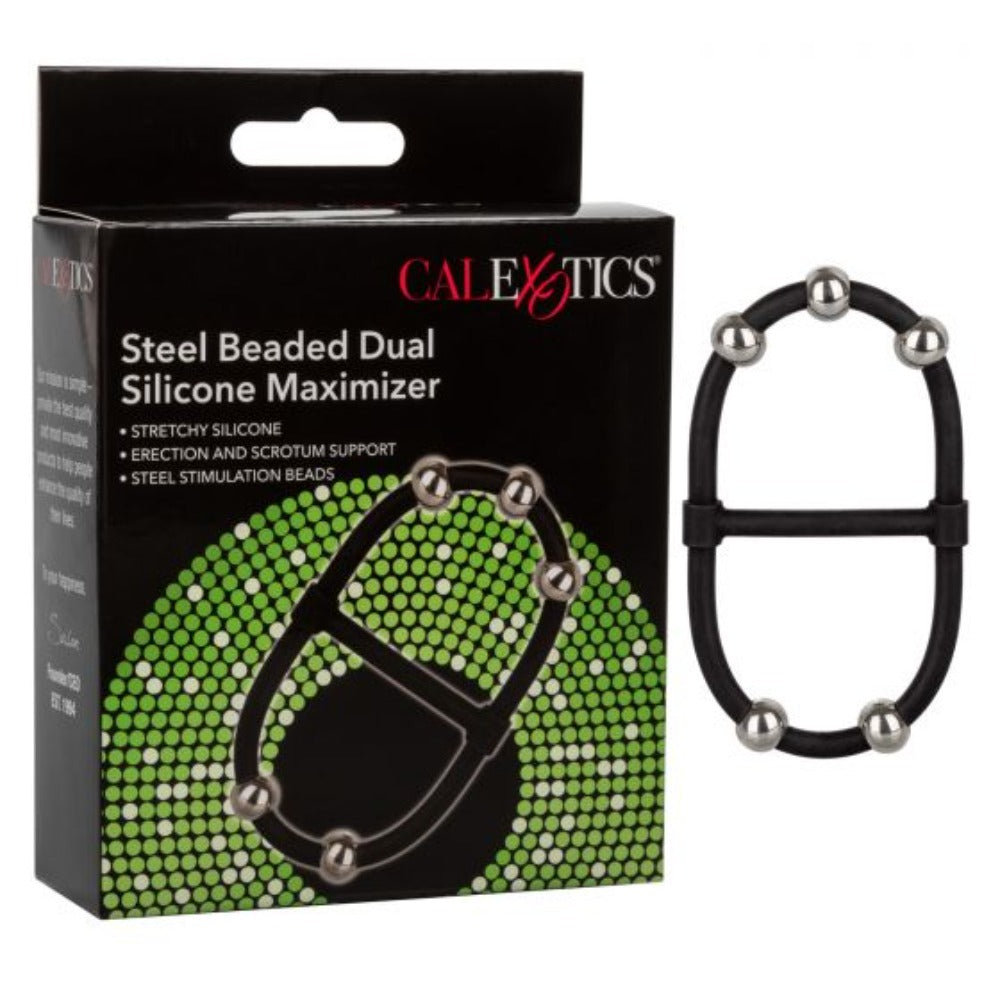Steel Beaded Dual Silicone Maximizer * - Cock & Balls