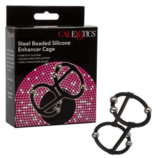 Steel Beaded Silicone Enhancer Cage * - Cock & Balls