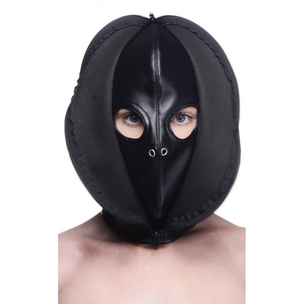 Strict Zip Front Bondage Black Hood * - Bondage