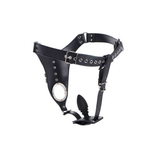 Male Chastity Harness Silicone Anal Plug - Bondage