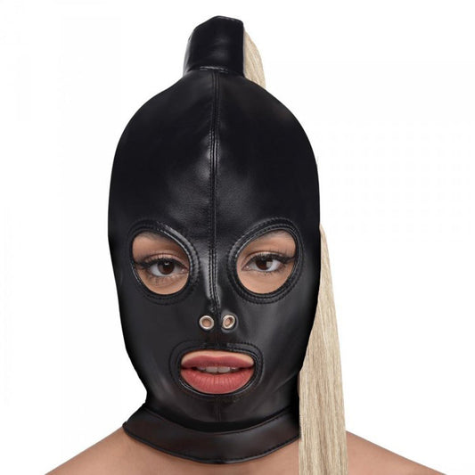 Ponytail Bondage Hood w 20" Blonde - Fetish