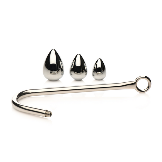 Anal Hook Trainer — Stainless Steel Hook with 3 Graduated Plugs
