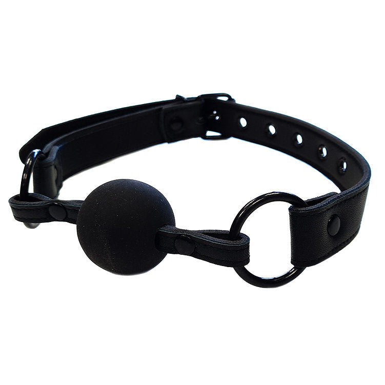 Leather Ball Gag - Black with Black - Bondage