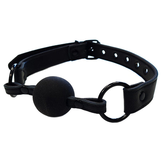 Leather Ball Gag - Black with Black - Bondage