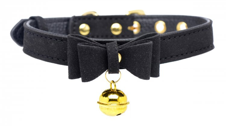 Golden Kitty Cat Bell Collar -Black/Gold - Fetish