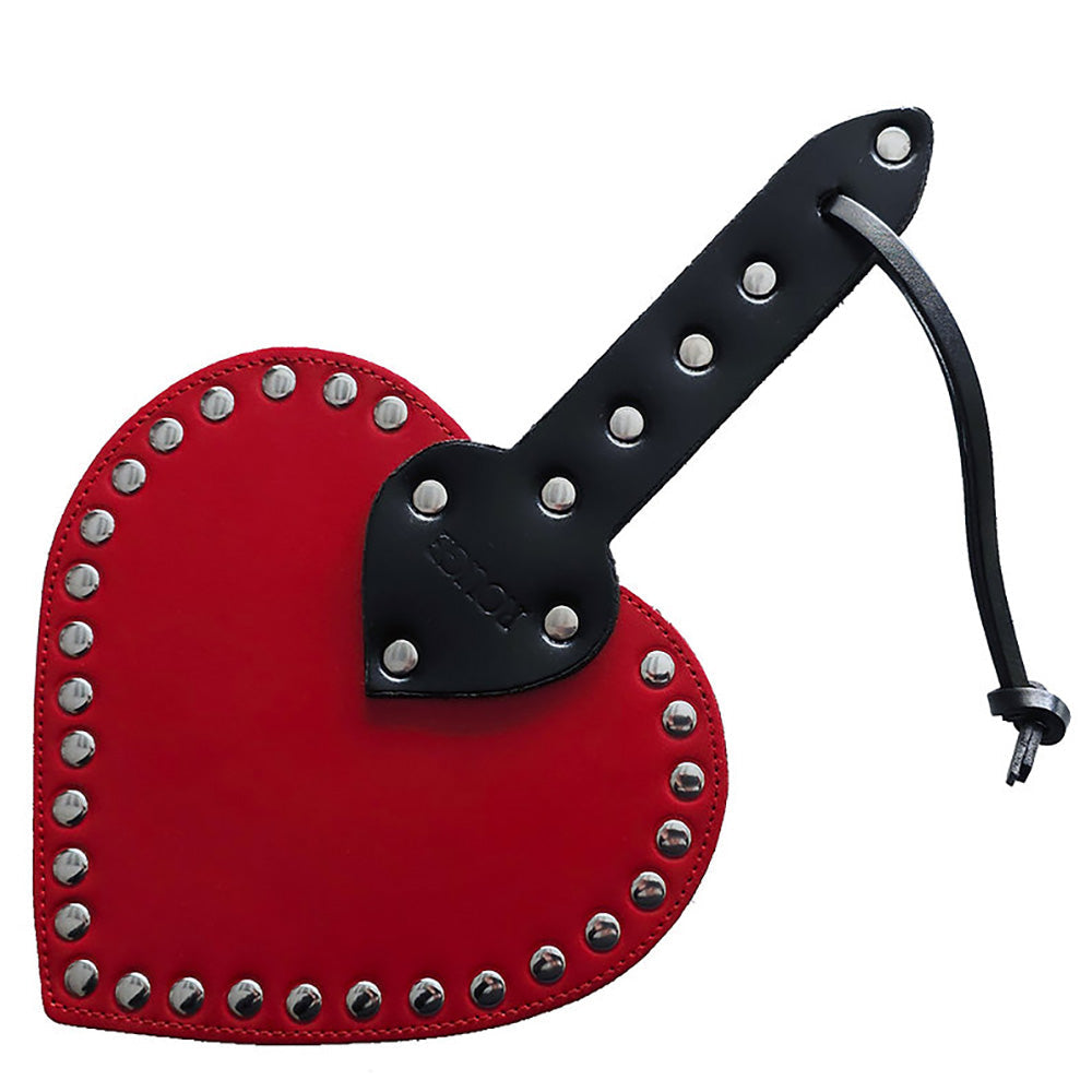 Leather Heart Paddle - Red - Whip/Flogger/Paddle